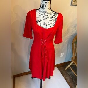 Maeve - Anthropologie - Red tie front dress